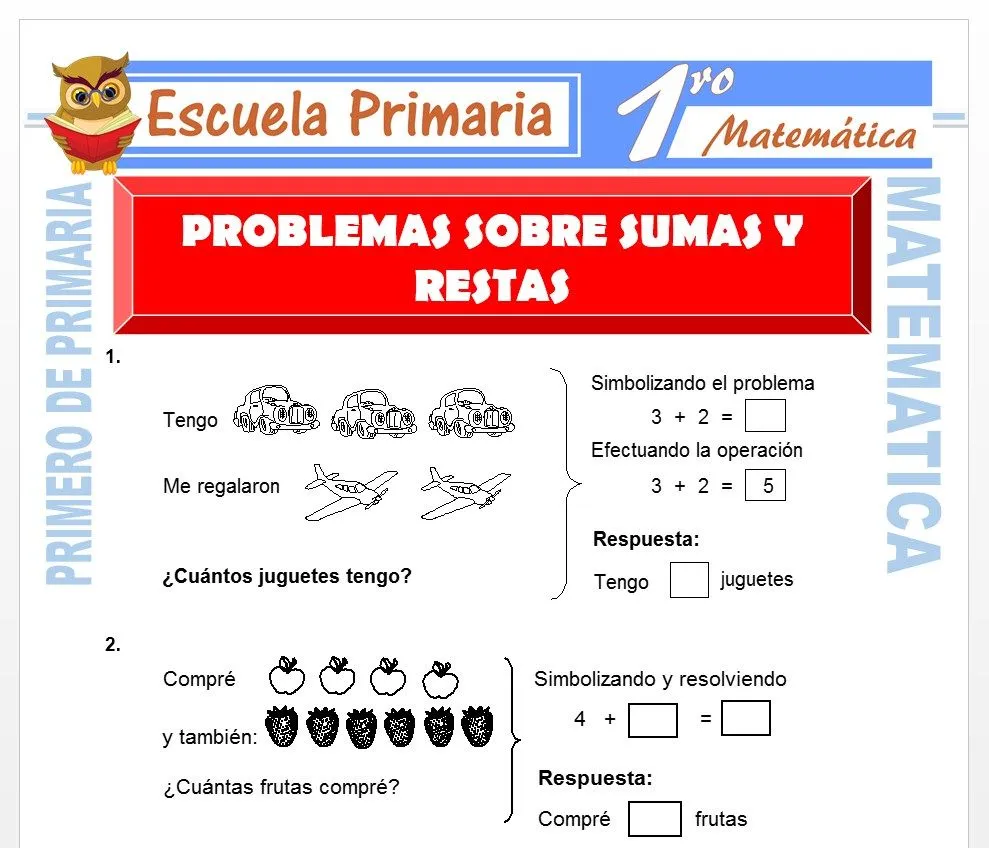 Problemas Sobre Sumas y Restas para Primero de Primaria – Escuela Problemas Sobre Sumas y Restas para Primero de Primaria – Escuela