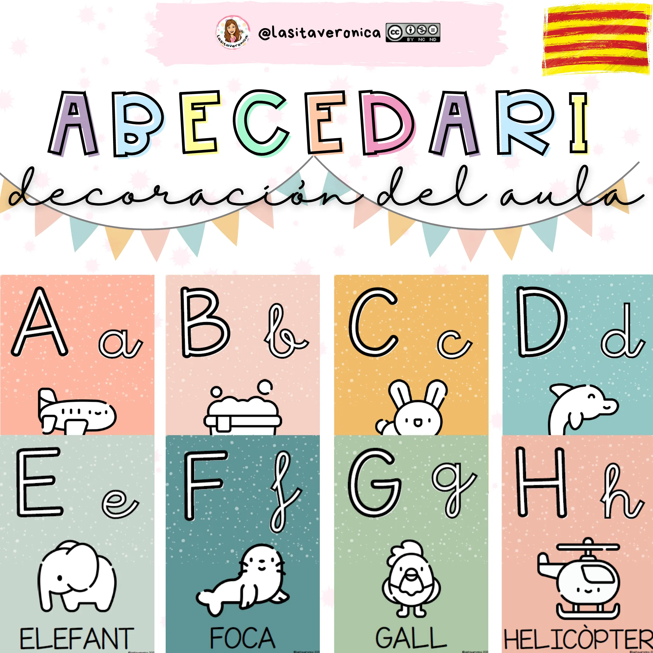 Profes Papel Tijera Carteles del abecedario relajantes. Catalán. / Cartells de l'abecedari relaxants. Català. Profes Papel Tijera Carteles del abecedario relajantes. Catalán. / Cartells de l'abecedari relaxants. Català.