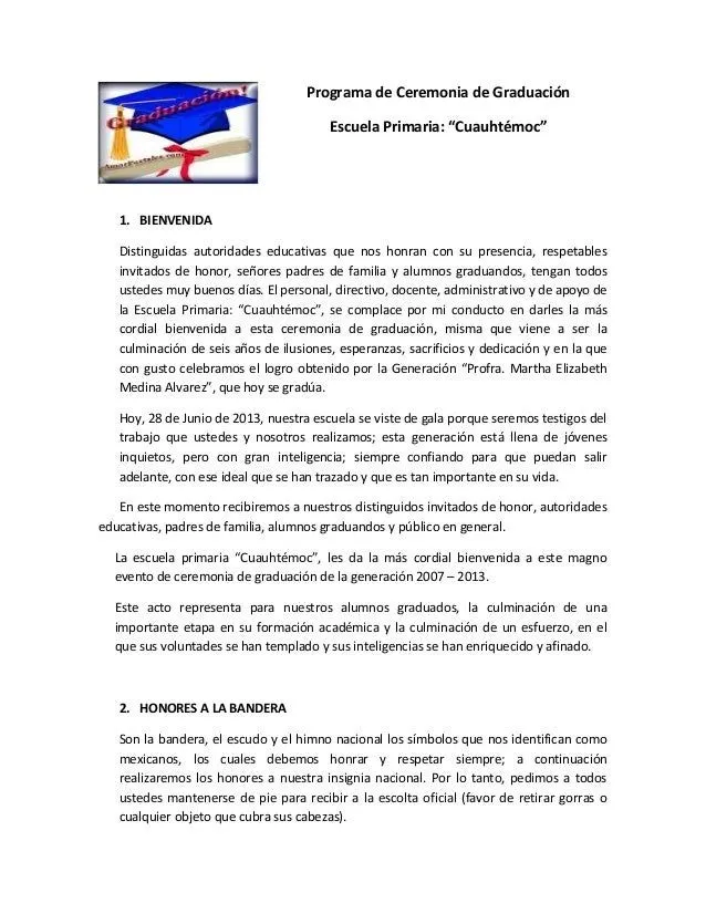 Programa de ceremonia de graduación