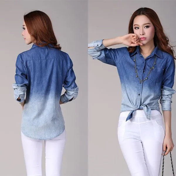 Promoción de Blusa De Pantalones Vaqueros - Compra Blusa De ...
