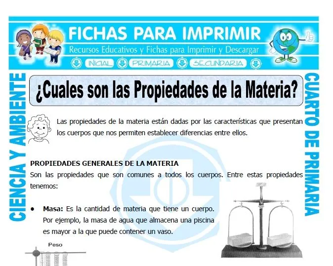 Cuales son las Propiedades de la Materia para Cuarto de Primaria - Fichas  para Imprimir