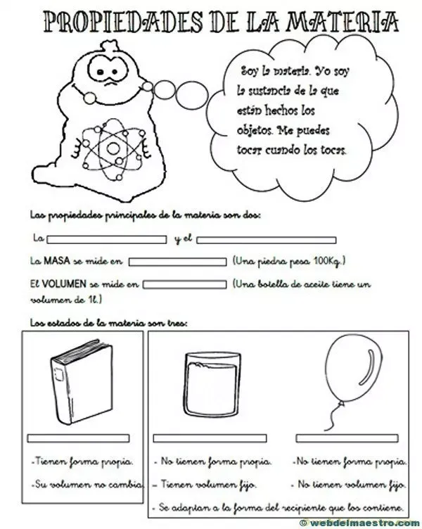 Propiedades de la materia para primaria - Web del maestro | Propiedades de  la materia, Ciencias naturales, Ciencia de tercero