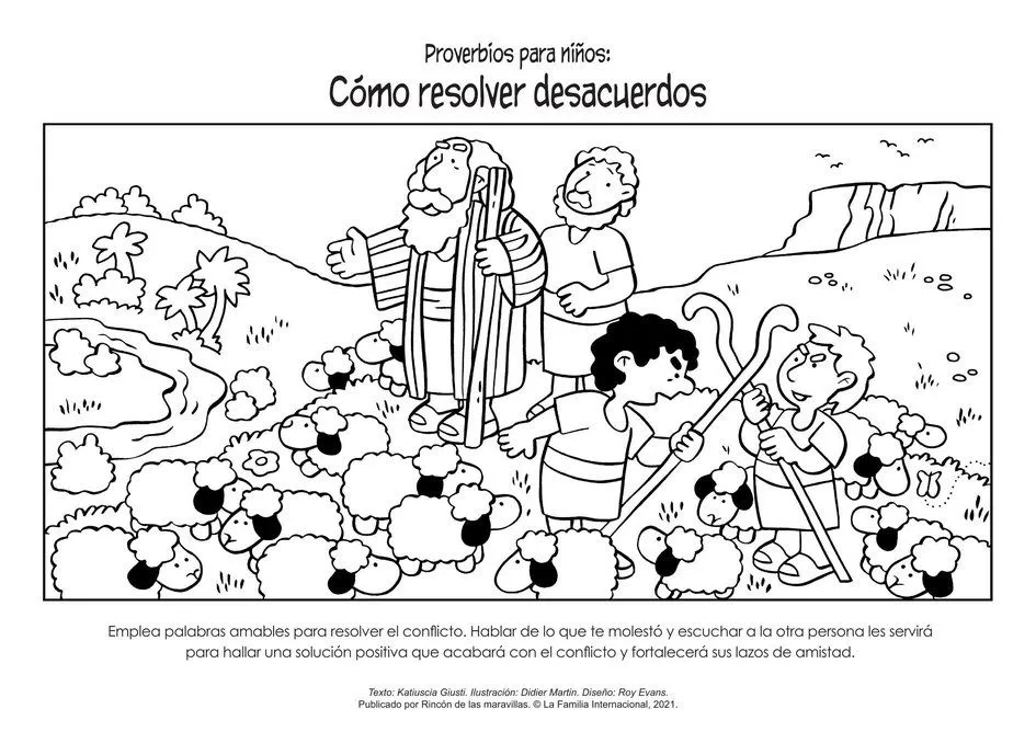 Proverbios para niños: Cómo resolver desacuerdos—Página para colorear | Rincón de las maravillas Proverbios para niños: Cómo resolver desacuerdos—Página para colorear | Rincón de las maravillas