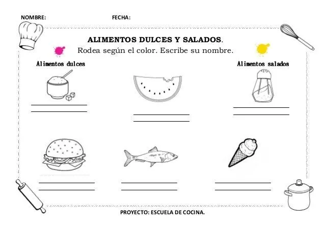 Proyecto &quot;Escuela de cocina&quot;, fichas y otros recursos