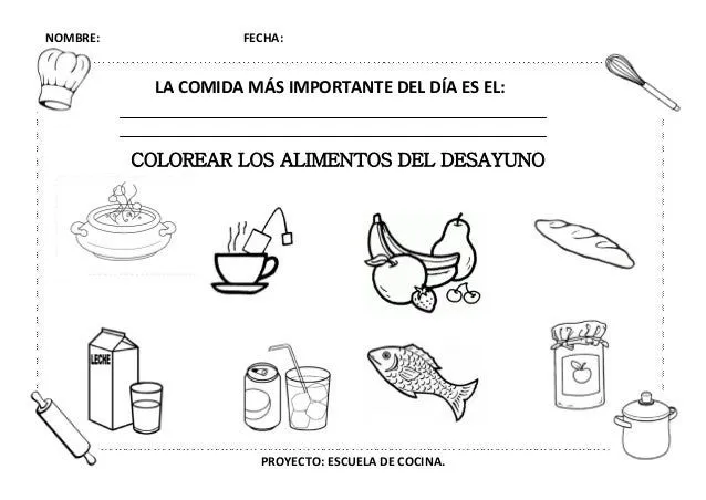 Proyecto &quot;Escuela de cocina&quot;, fichas y otros recursos