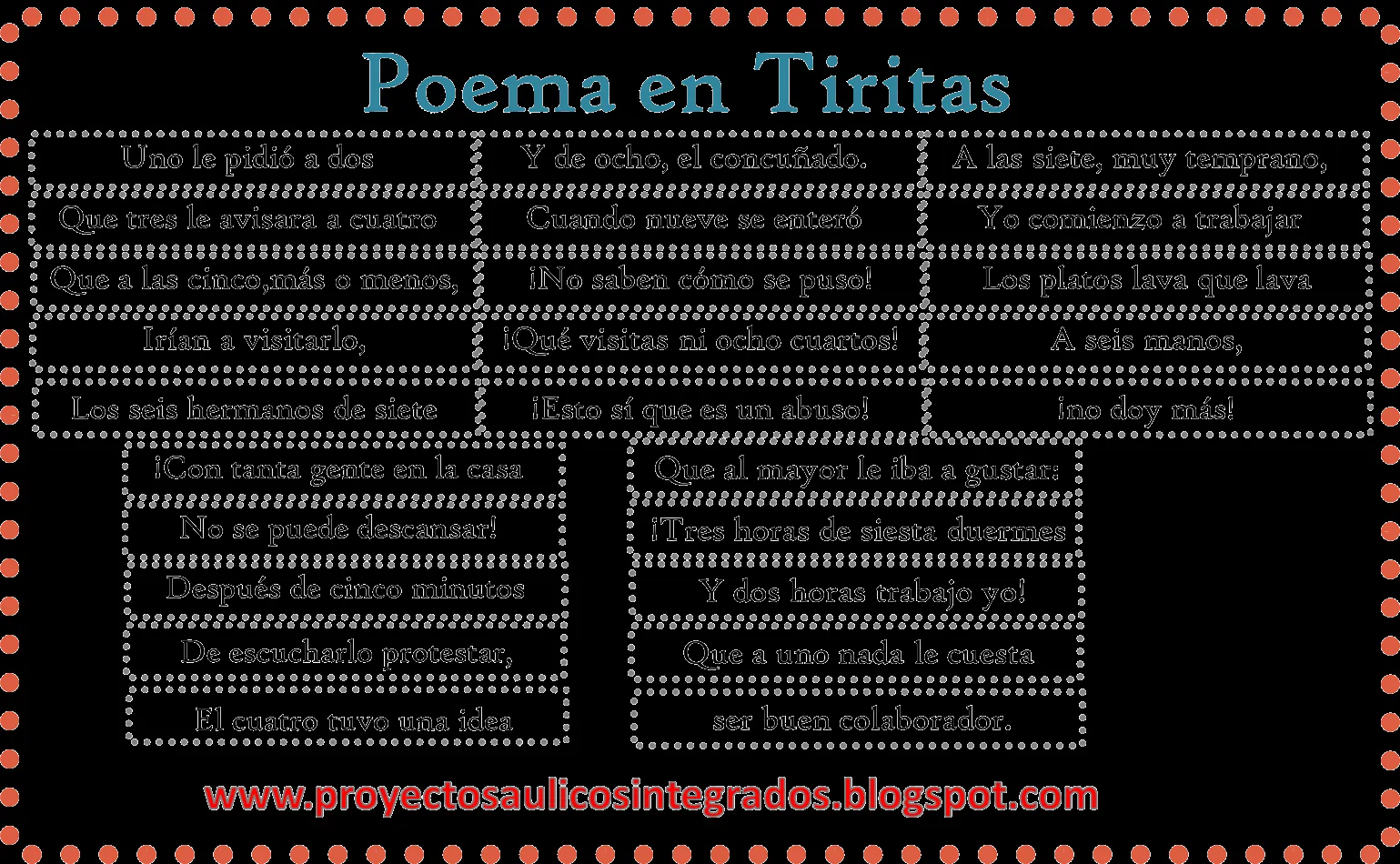 Proyectos Áulicos Integrados: POEMA de Números en familia Proyectos Áulicos Integrados: POEMA de Números en familia