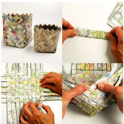 Proyectos de Reciclaje: Cesta de Papel periódico Proyectos de Reciclaje: Cesta de Papel periódico