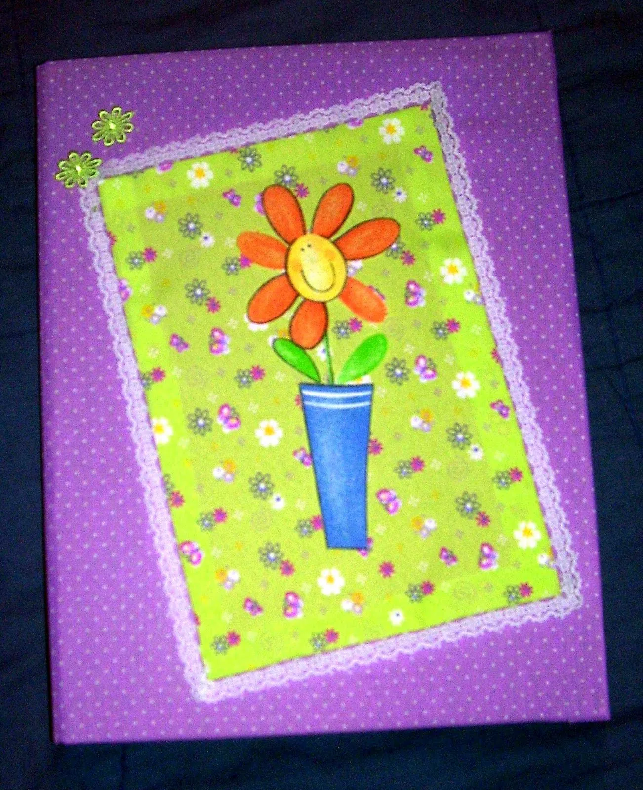 pruebarecrear: Carpeta decorada con telas.