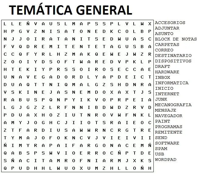 Sopas de letras de muchas palabras - Imagui
