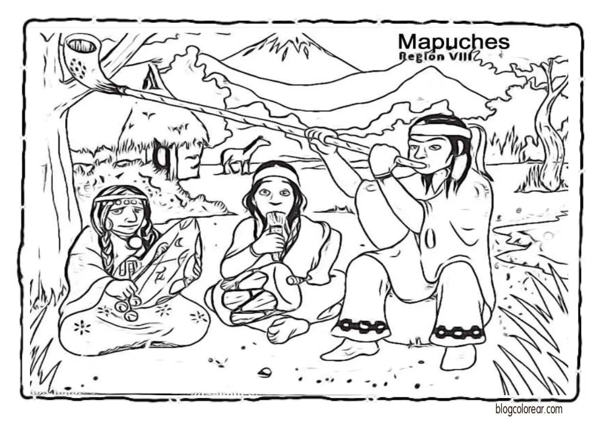 Pueblos originarios de Chile para niños - Colorear dibujos infantiles Pueblos originarios de Chile para niños - Colorear dibujos infantiles