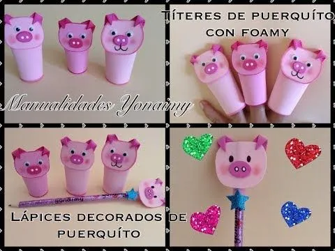 PUERQUITO PARA HACER LAPIZ ADORNADO O UN TITERE PARA DEDOS ...