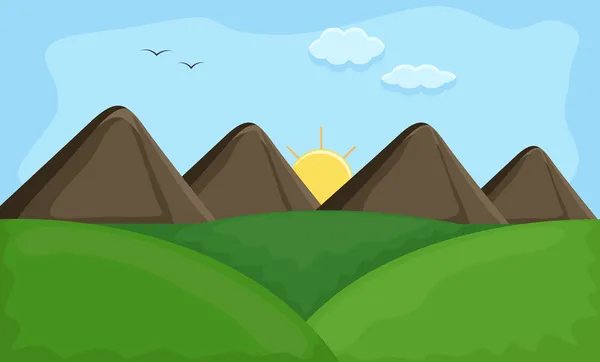 Puesta del sol - vector de fondo de dibujos animados — Vector ... Puesta del sol - vector de fondo de dibujos animados — Vector ...