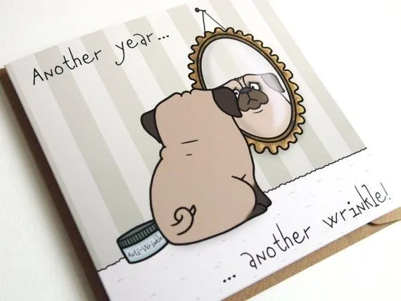 Pug Birthday Greeting Card por Pugsnkissesuk en Etsy Pug Birthday Greeting Card por Pugsnkissesuk en Etsy