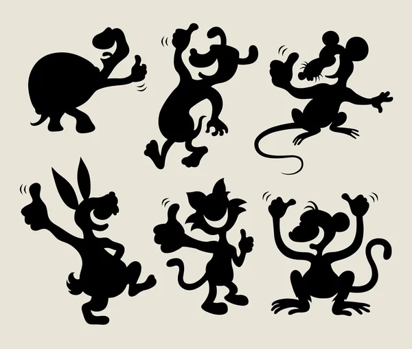 pulgar dibujos animados animales silueta Set 1 — Vector stock ... pulgar dibujos animados animales silueta Set 1 — Vector stock ...