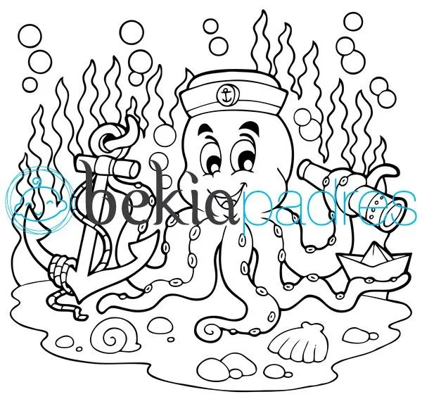 Pulpo debajo del agua: dibujo para colorear Pulpo debajo del agua: dibujo para colorear