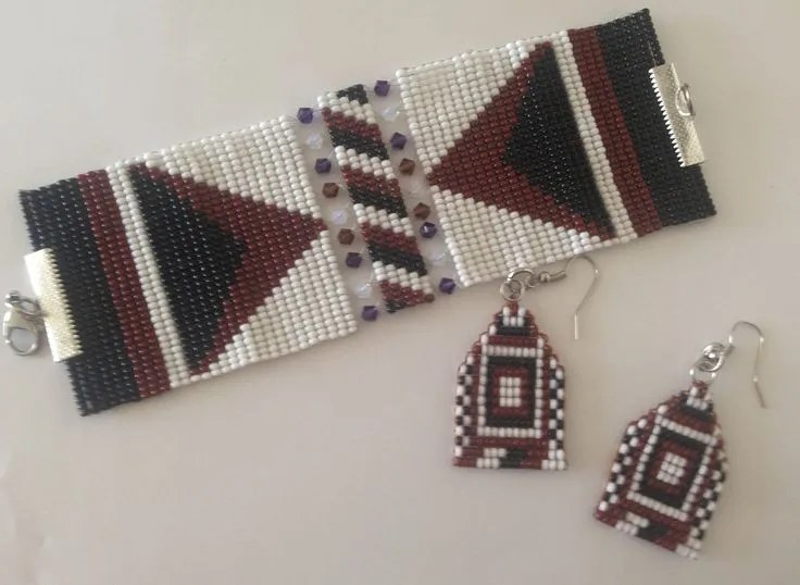 Pulsera y aretes elaborados en telar Ref. 732 | Proyectos que ... Pulsera y aretes elaborados en telar Ref. 732 | Proyectos que ...