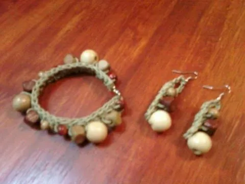 Pulsera y aretes tejidos con abalorios- Tutorial de tejido crochet ...