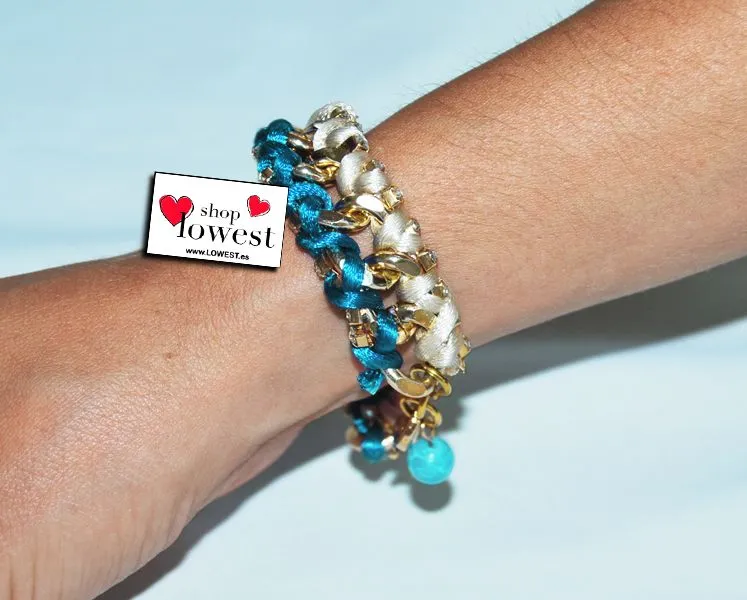 Pulsera de cadena y cola de ratón turquesa | Tiendas Lowest