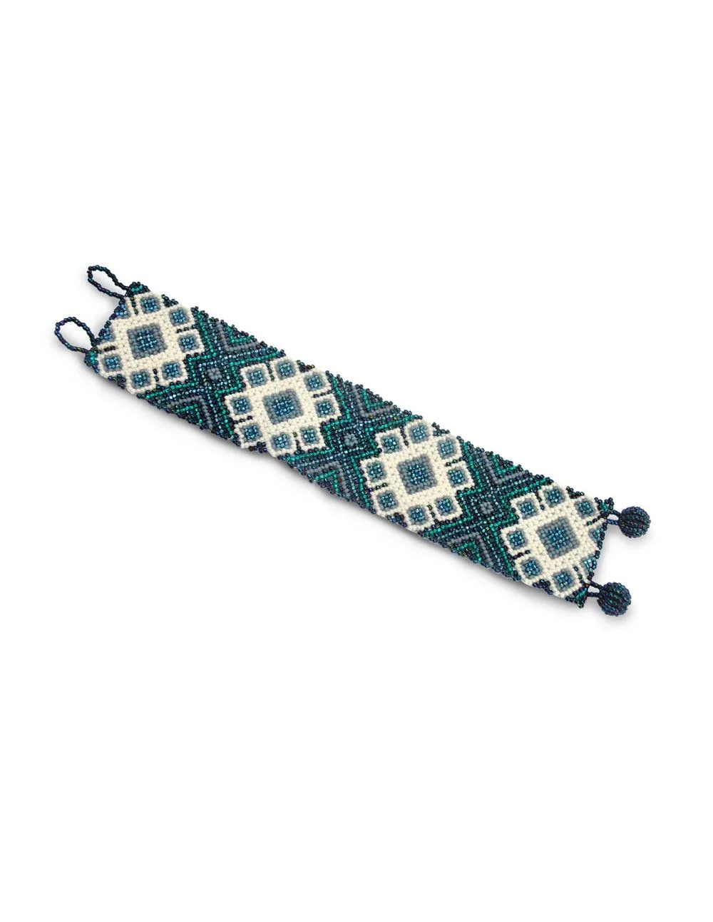 Pulsera chaquira azul y blanco — Tikal Arte Mexicano Pulsera chaquira azul y blanco — Tikal Arte Mexicano