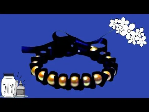 Como Hacer Una Pulsera Con Cinta y perlas - YouTube