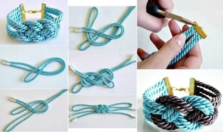 Pulsera o collar en nudo tejido en hilo de seda grueso o en cordón ... Pulsera o collar en nudo tejido en hilo de seda grueso o en cordón ...