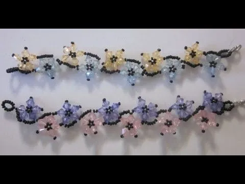 PULSERA DE FLORES ENTRELAZADAS CON TUPIES Y BOLITAS - YouTube