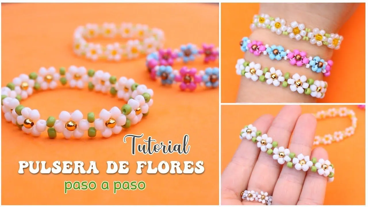PULSERA DE FLORES CON MOSTACILLAS / CHAQUIRAS PULSERA DE FLORES CON MOSTACILLAS / CHAQUIRAS