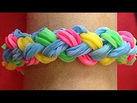 Pulsera de gomitas o ligas doble trenza. Rainbow loom bracelet ... Pulsera de gomitas o ligas doble trenza. Rainbow loom bracelet ...