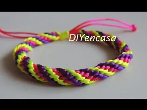 Como hacer una pulsera Kumihimo en tres colores. bracelet kumihimo ...