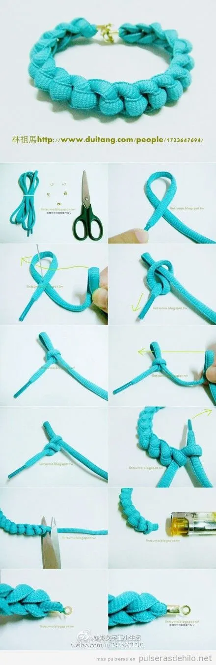 Pulsera de nudos hecha con cordones de los zapatos, paso a paso ... Pulsera de nudos hecha con cordones de los zapatos, paso a paso ...