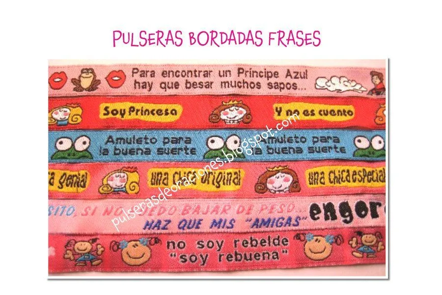 PULSERAS BORDADAS: PULSERAS DE FRASES