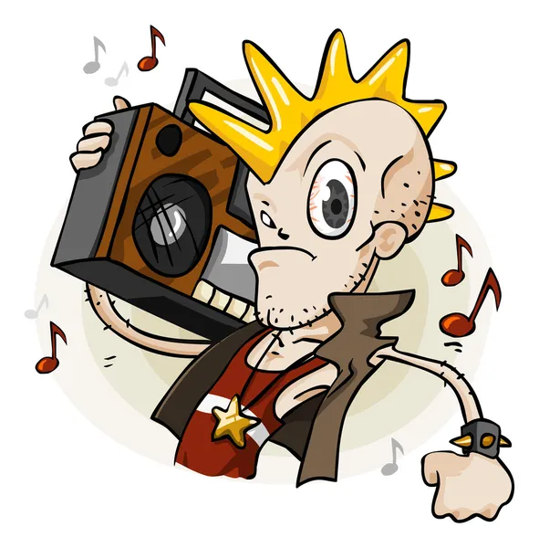 Punk con estéreo. serie de dibujos animados — Vector stock ... Punk con estéreo. serie de dibujos animados — Vector stock ...