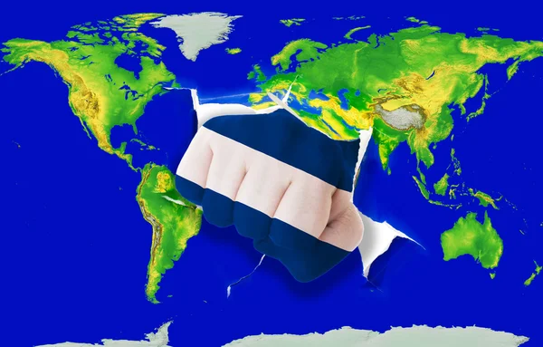 puño en color de la bandera nacional de nicaragua mapamundi de ...