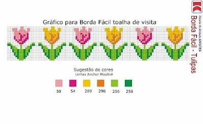 Patrones punto de cruz cenefas flores - Imagui