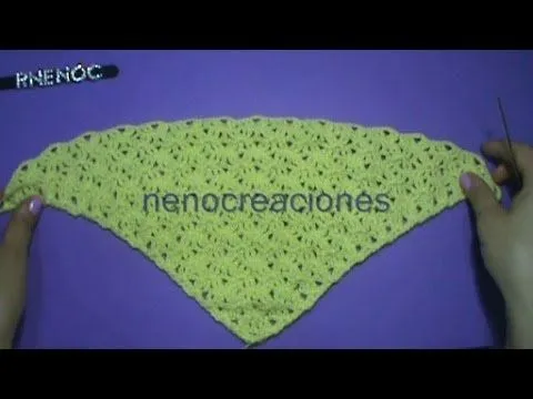 Puntada #abanico #triangular con doble punto alto #ganchillo ... Puntada #abanico #triangular con doble punto alto #ganchillo ...