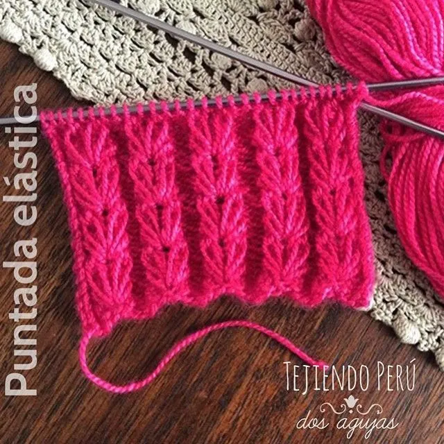 Puntada elástica fantasía con puntos hondos tejida en dos agujas o ... Puntada elástica fantasía con puntos hondos tejida en dos agujas o ...