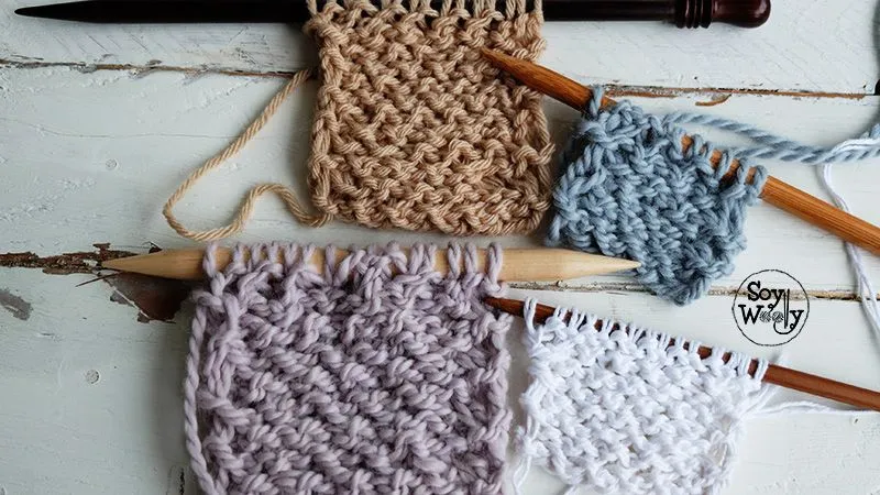 Punto de Cesta Cruzado tejido en dos agujas/palillos | Soy Woolly