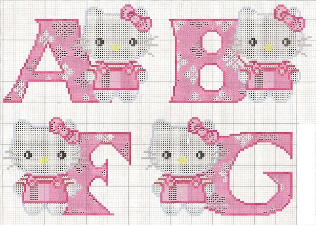 Punto De Cruz: Abecedario Hello Kitty