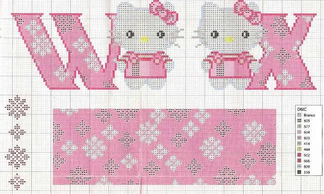 Punto De Cruz: Abecedario Hello Kitty