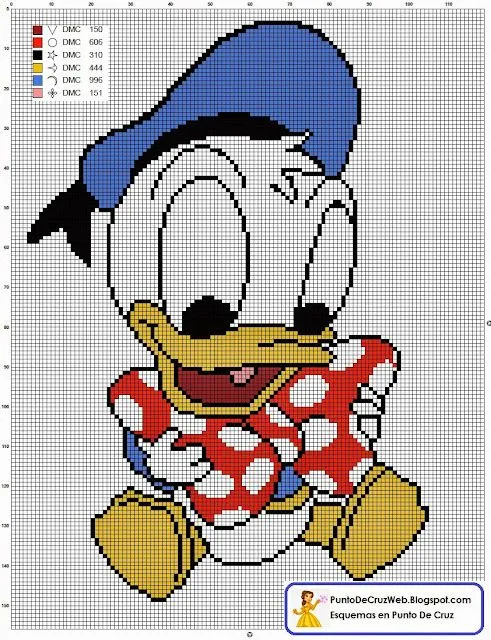 Punto De Cruz: Bebe Pato Donalds