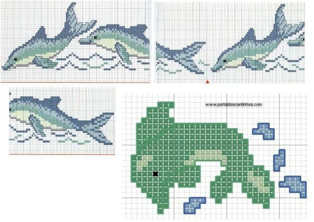 delfines punto cruz (2) | Aprender manualidades es facilisimo. delfines punto cruz (2) | Aprender manualidades es facilisimo.