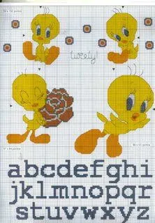 Punto Cruz: Dinujos animados: Abecedario y numeros Tweety - Aprende ...