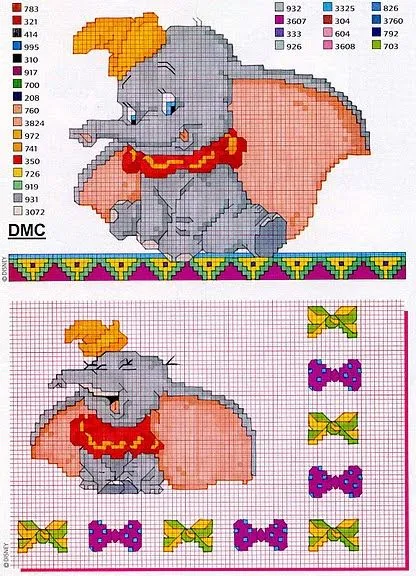 Punto de cruz Dumbo para canastillas bebé | Gratis Punto de cruz Punto de cruz Dumbo para canastillas bebé | Gratis Punto de cruz