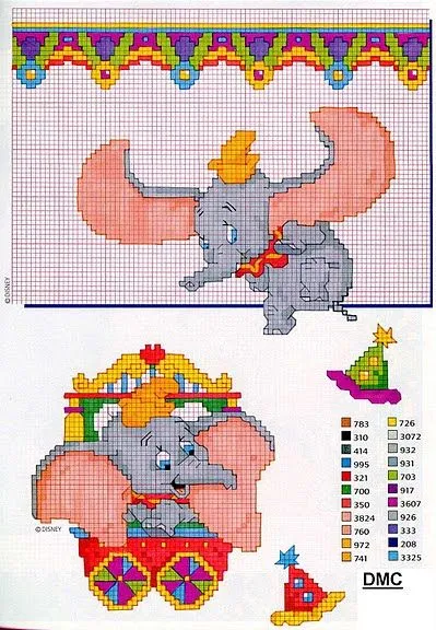 Punto de cruz Dumbo para canastillas bebé | En Punto de cruz