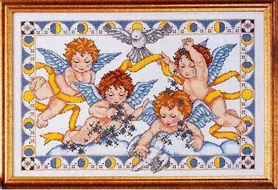 Punto de Cruz GRATIS: Cuadro de angelitos de la Comunión Punto de Cruz GRATIS: Cuadro de angelitos de la Comunión