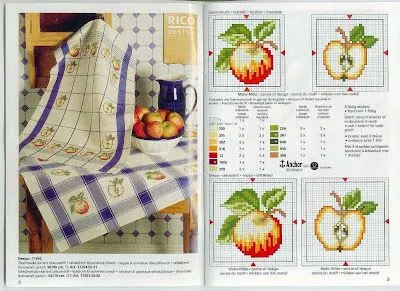Punto de Cruz GRATIS: Manzanas para la cocina Punto de Cruz GRATIS: Manzanas para la cocina