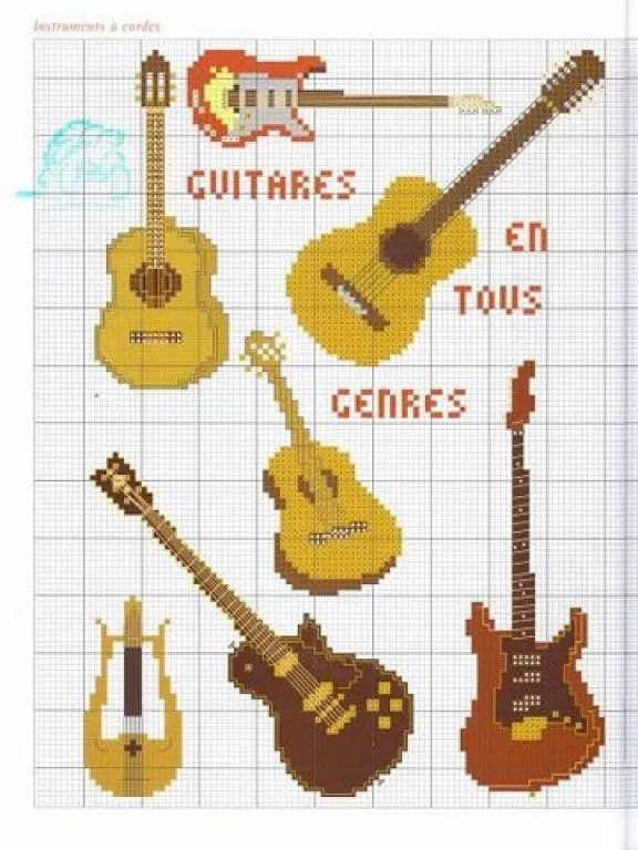 Patrones de guitarras en punto de cruz - Imagui Patrones de guitarras en punto de cruz - Imagui