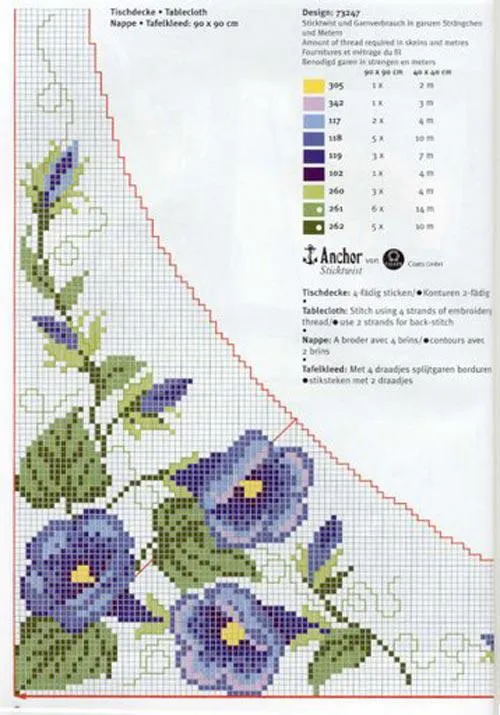 Flores en punto cruz para bordar - Imagui