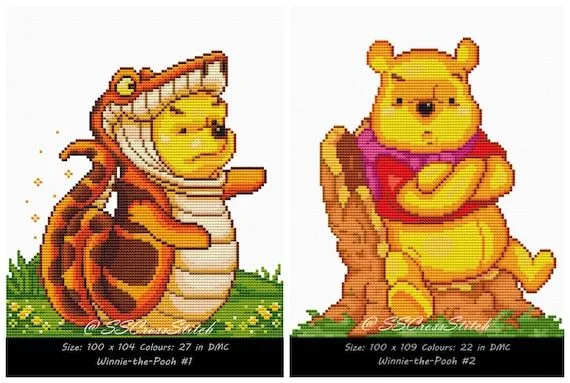 Punto de Cruz patrones de Winnie the Pooh Piglet por SimpleSmart Punto de Cruz patrones de Winnie the Pooh Piglet por SimpleSmart