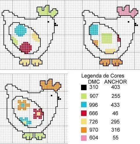 Punto de cruz, pollos, gallos y gallinas | Tu Punto de Cruz